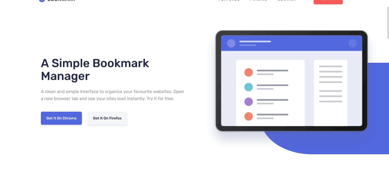 Bookmark landing page